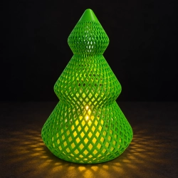 Choinka LED 14 cm zielona – ażurowa dekoracja świąteczna druk 3D